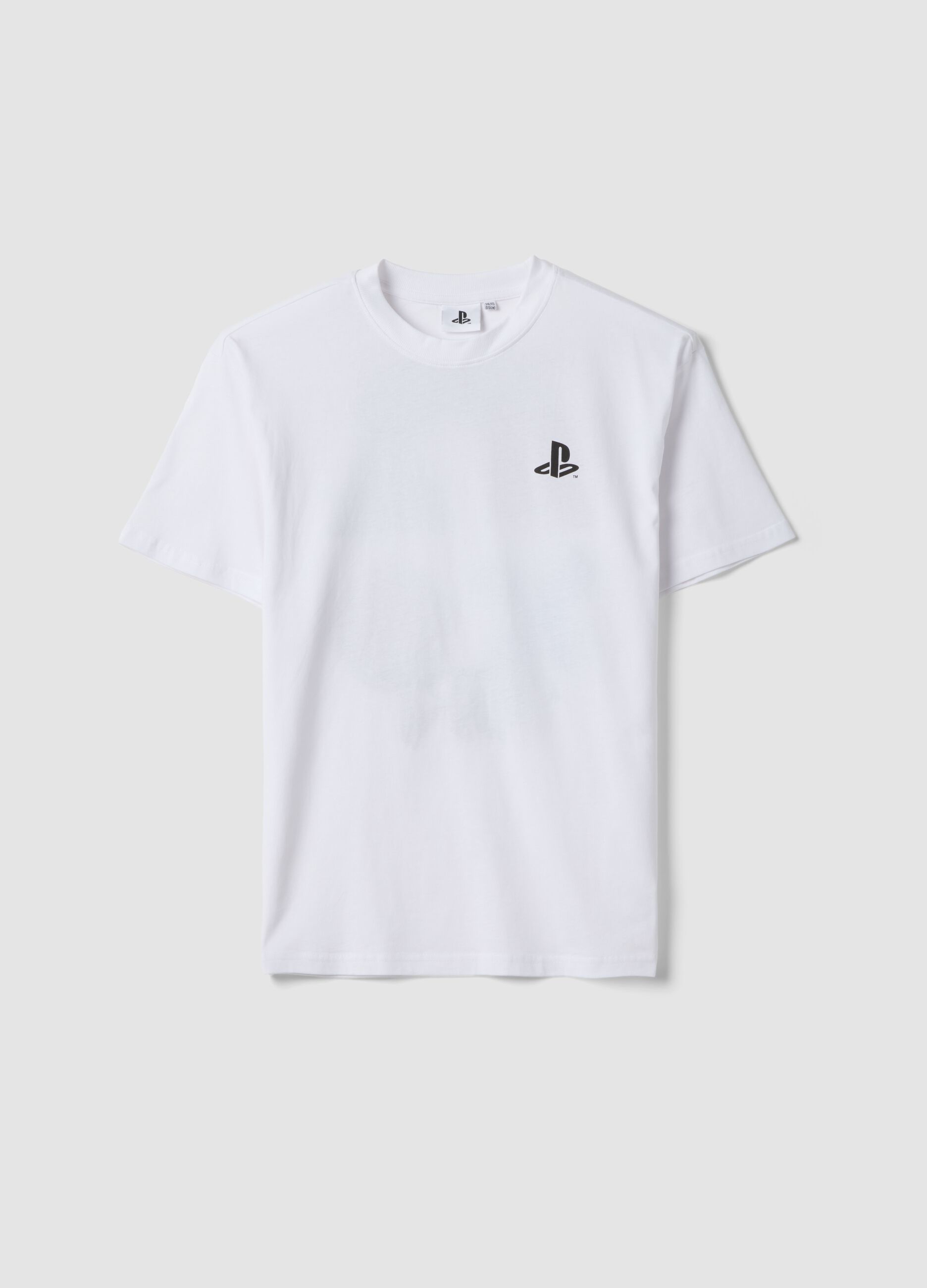Wei&szlig;es Jungen-T-Shirt aus reiner Baumwolle mit PlayStation-Logo, Relaxed Fit