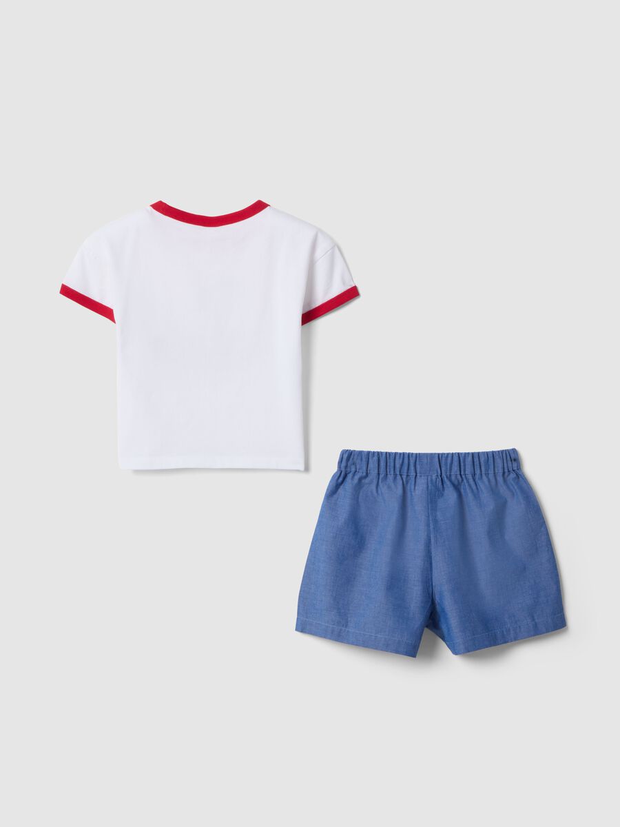 Multicolour stretch cotton shirt and shorts set for girls_1