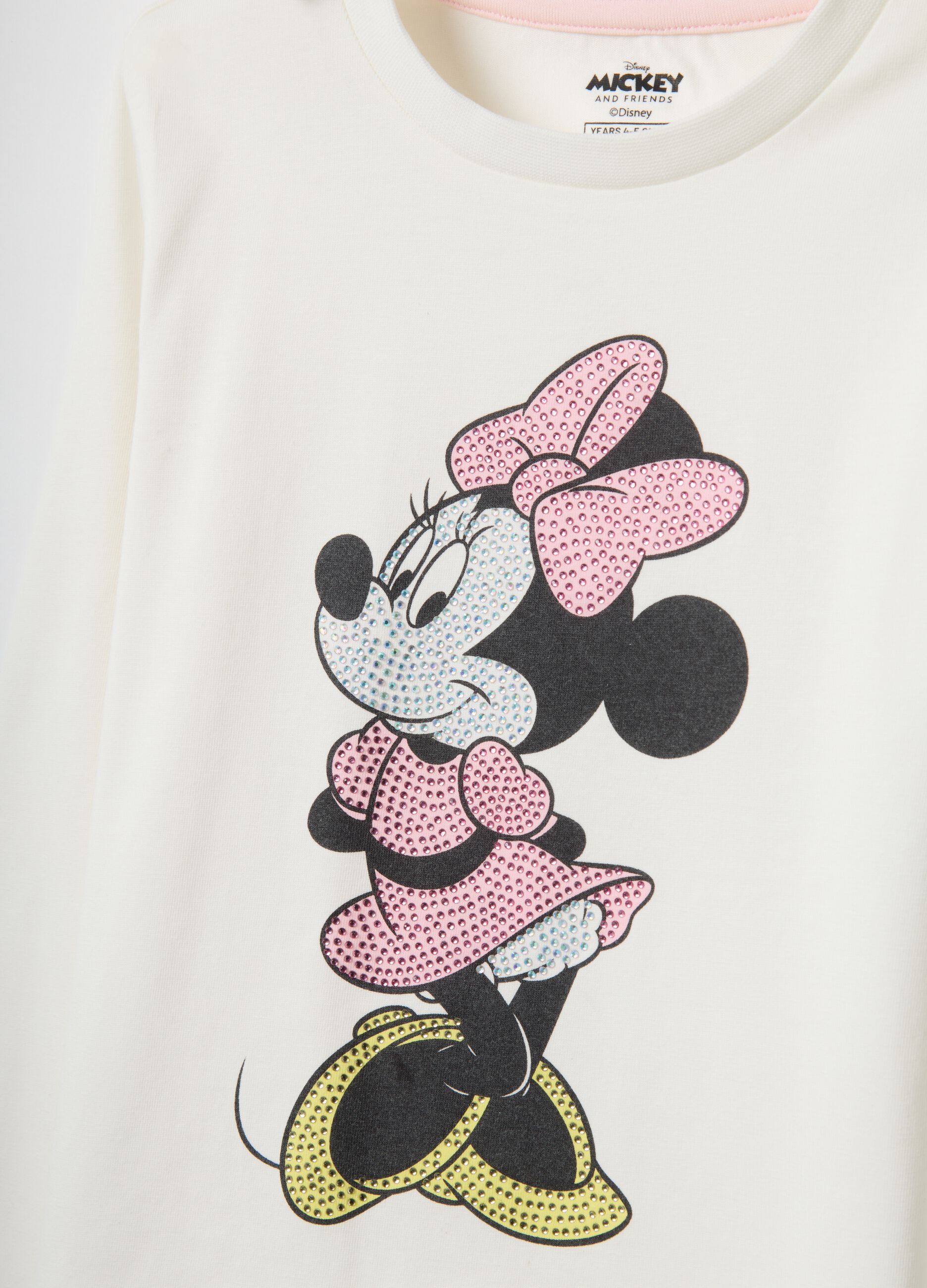 Wei&szlig;es M&auml;dchen T-Shirt aus elastischer Baumwolle mit Minnie, normaler Passform