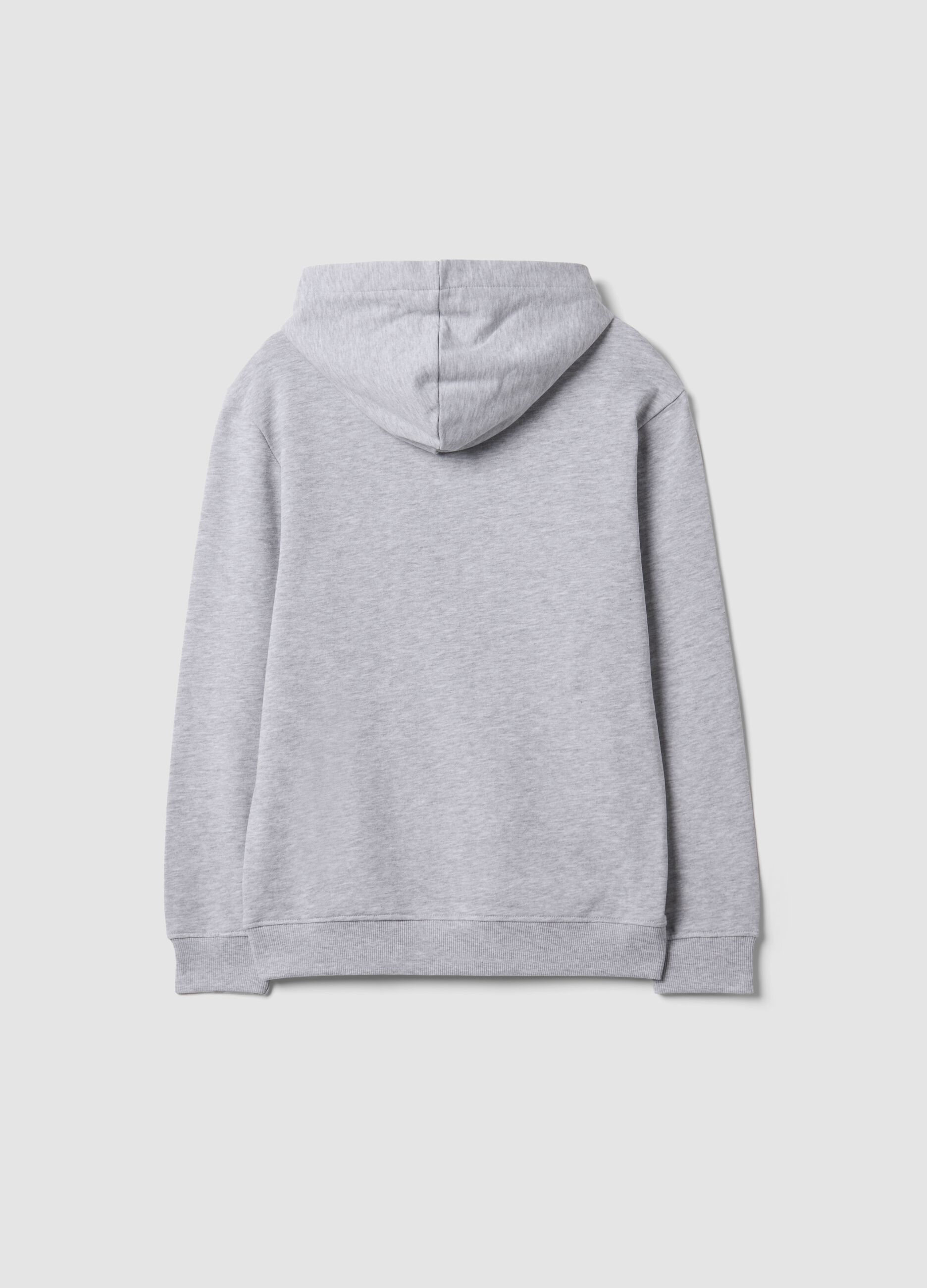 Grey cotton-viscose blend hoodie, relaxed fit, for boys
