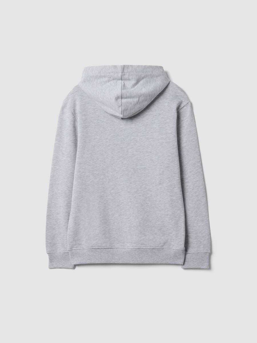 Grey cotton-viscose blend hoodie, relaxed fit, for boys_1