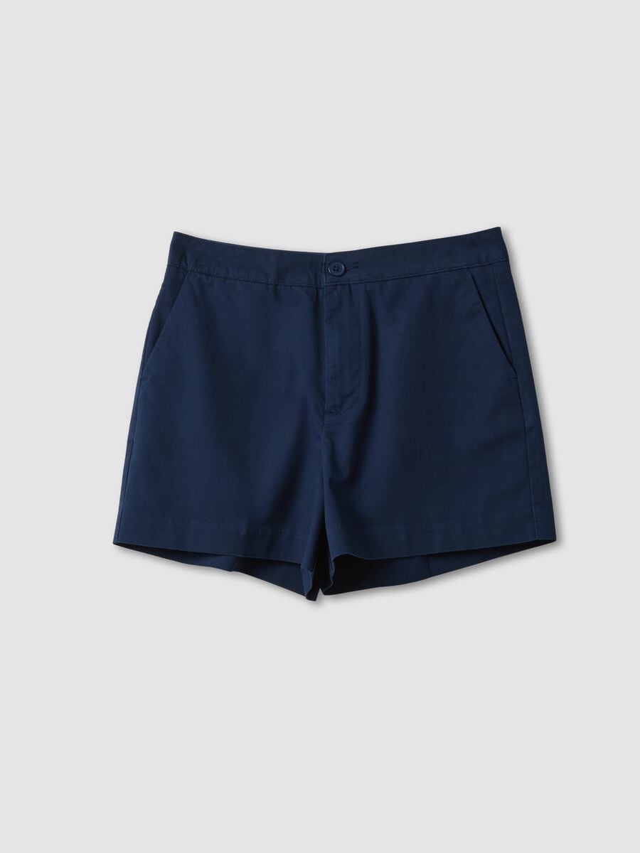 Blue regular-fit pure cotton shorts_4