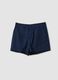 Blue regular-fit pure cotton shorts_4