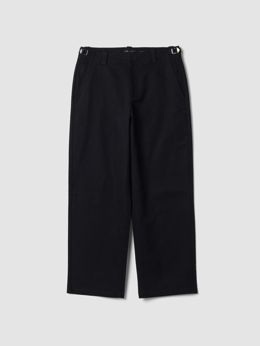 Pantaloni chino neri in puro cotone baggy fit_0