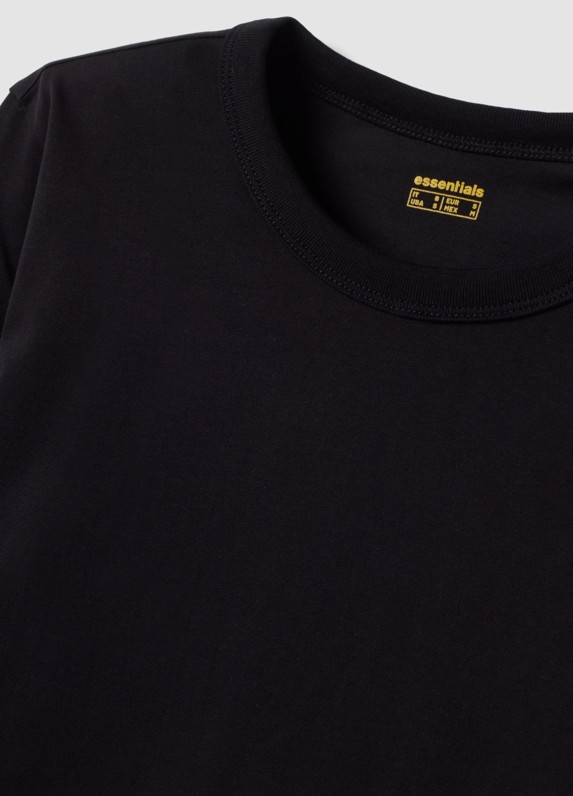 Schwarzes Langarm-T-Shirt aus Jersey aus reiner Baumwolle, Regular Fit
