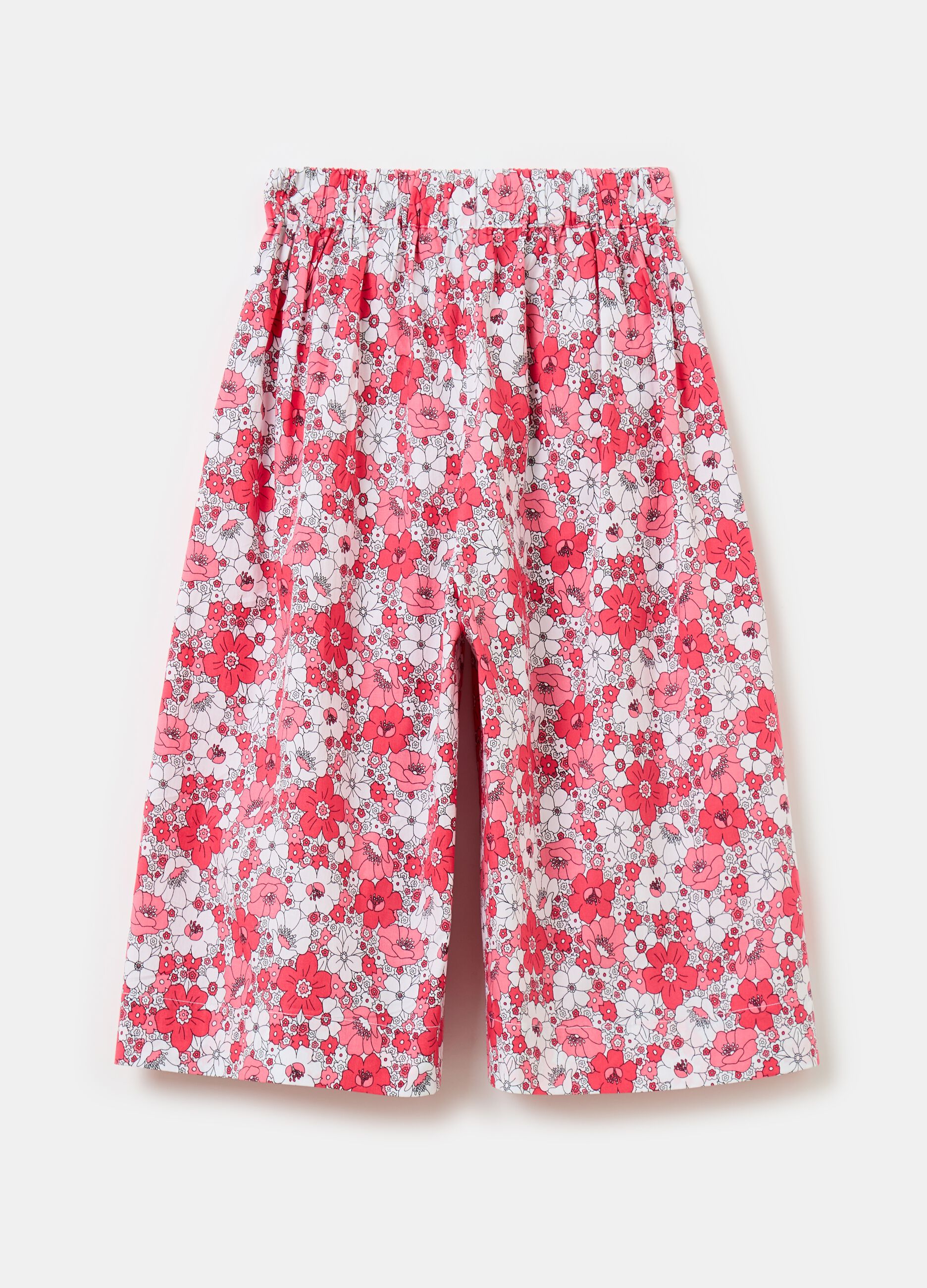 Wide-leg trousers with floral pattern
