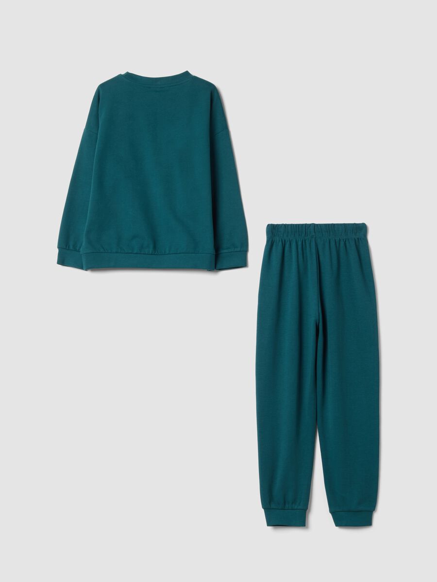 Pigiama verde in puro cotone organico con stampa dinosauro regular fit_1