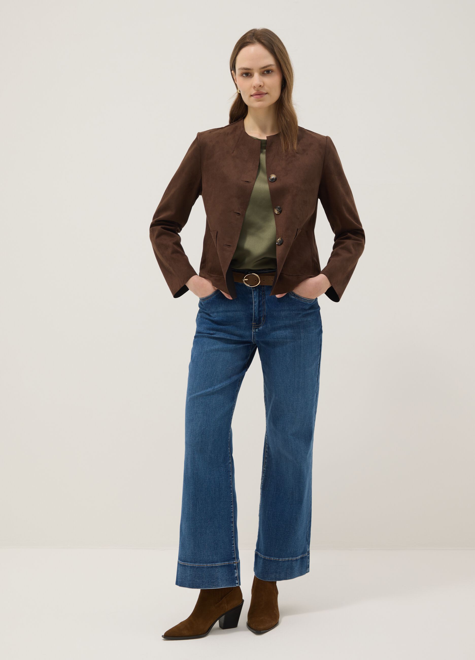 Brown regular-fit jacket with front pockets