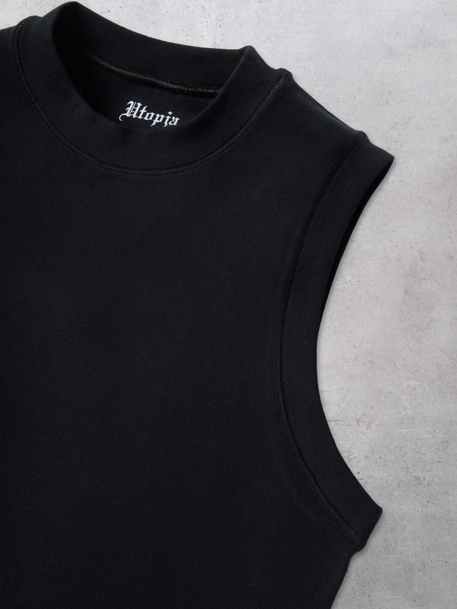 Black Mock Neck Tank Top_6