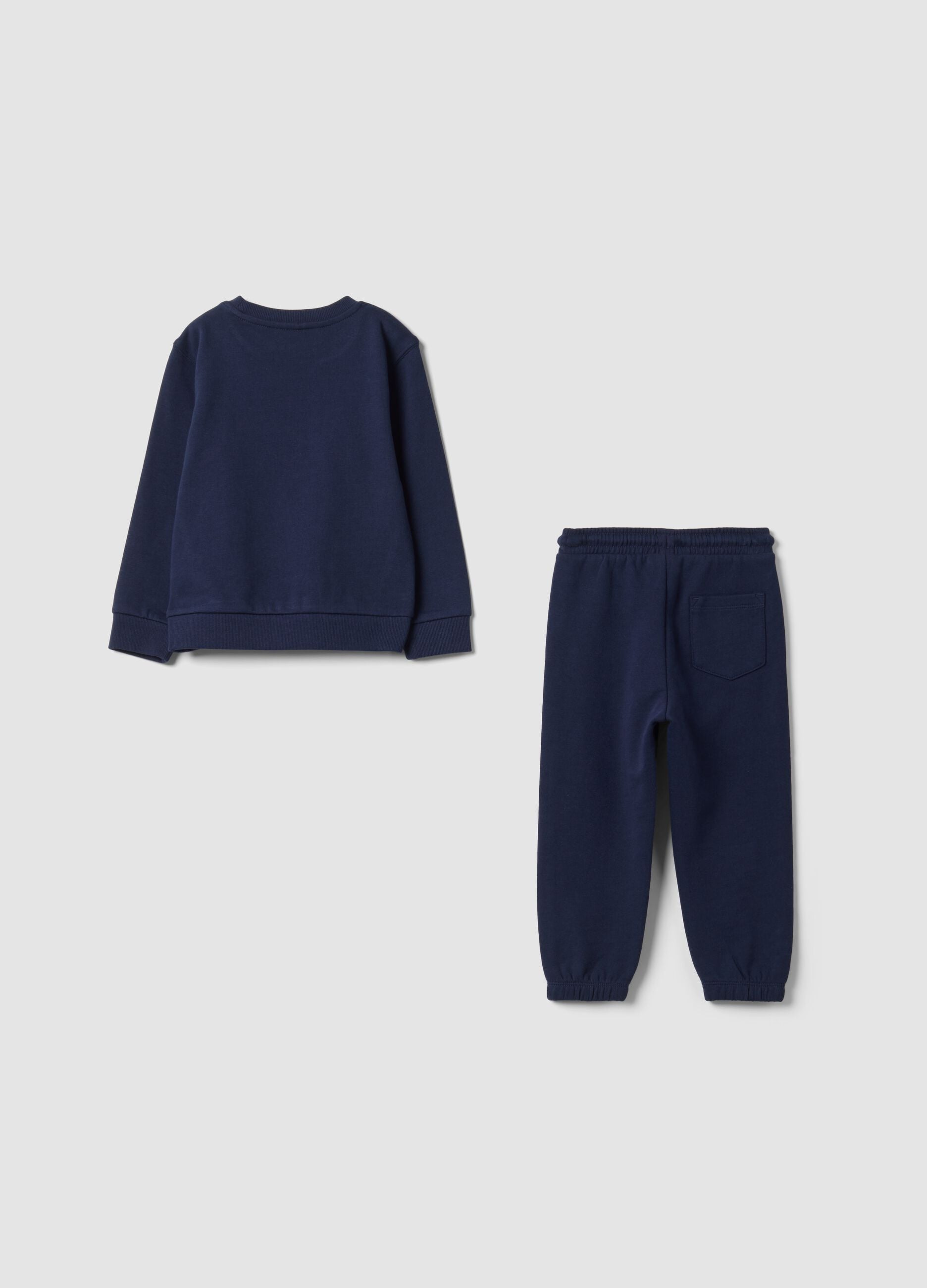 Blue pure cotton jogger set with sporty appliqu&eacute;s for baby boy