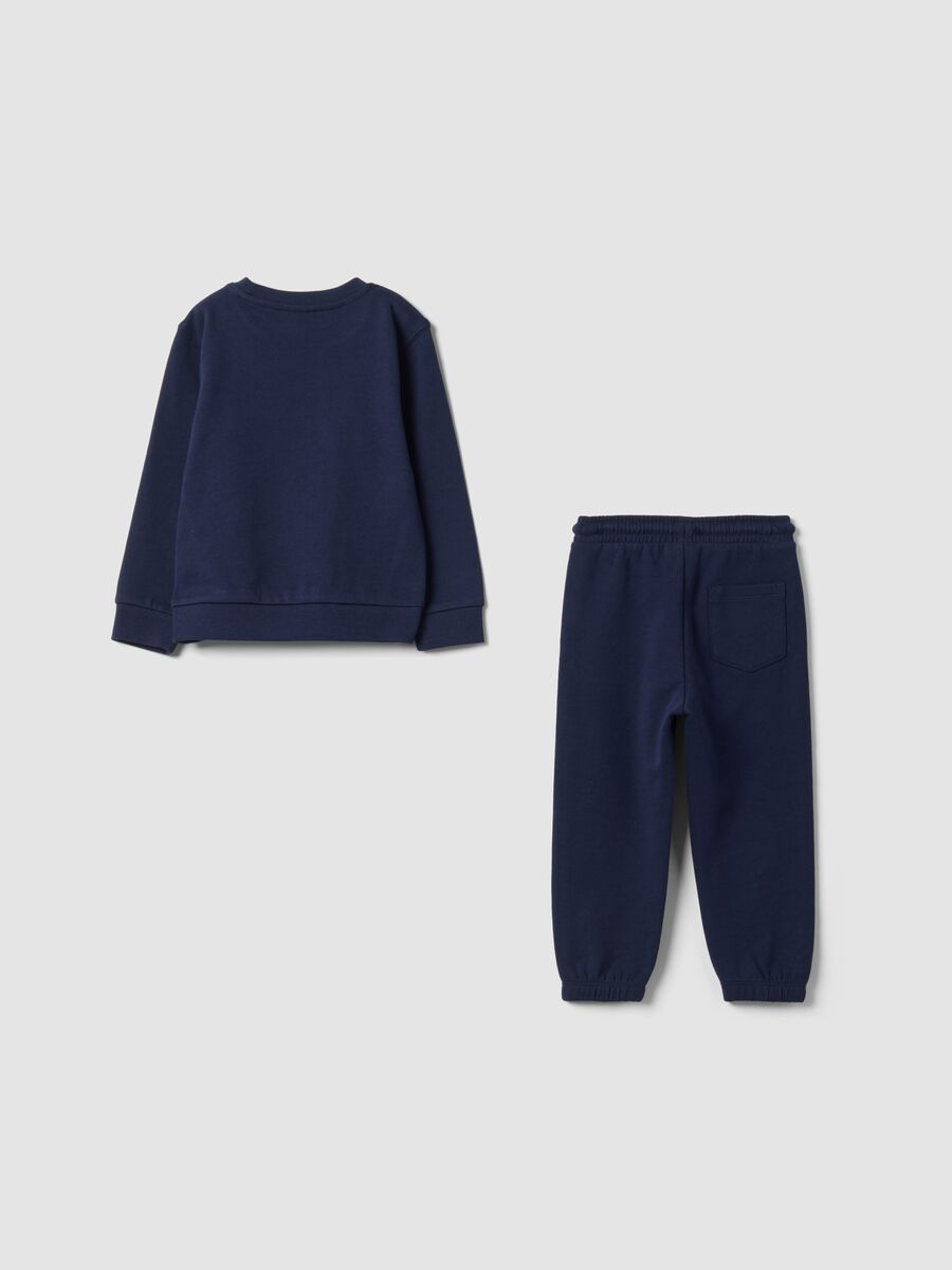 Conjunto de ch&aacute;ndal azul de algod&oacute;n puro con apliques deportivos para beb&eacute; ni&ntilde;o_1