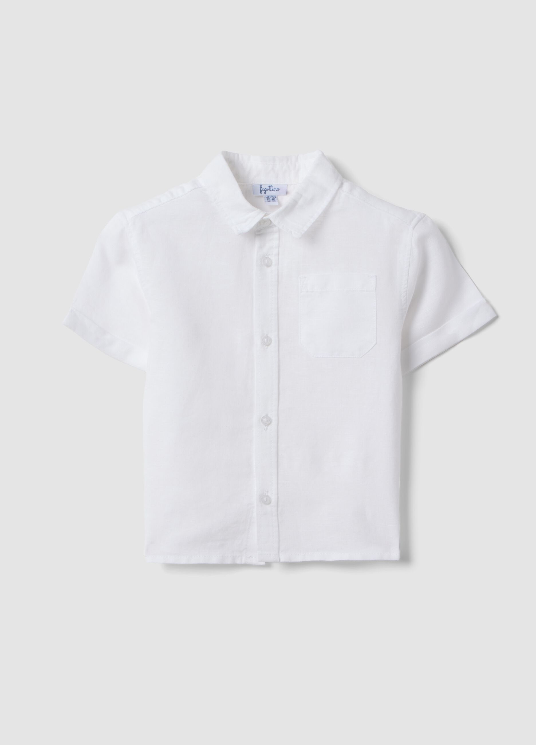 White linen-cotton blend boys' shirt regular fit