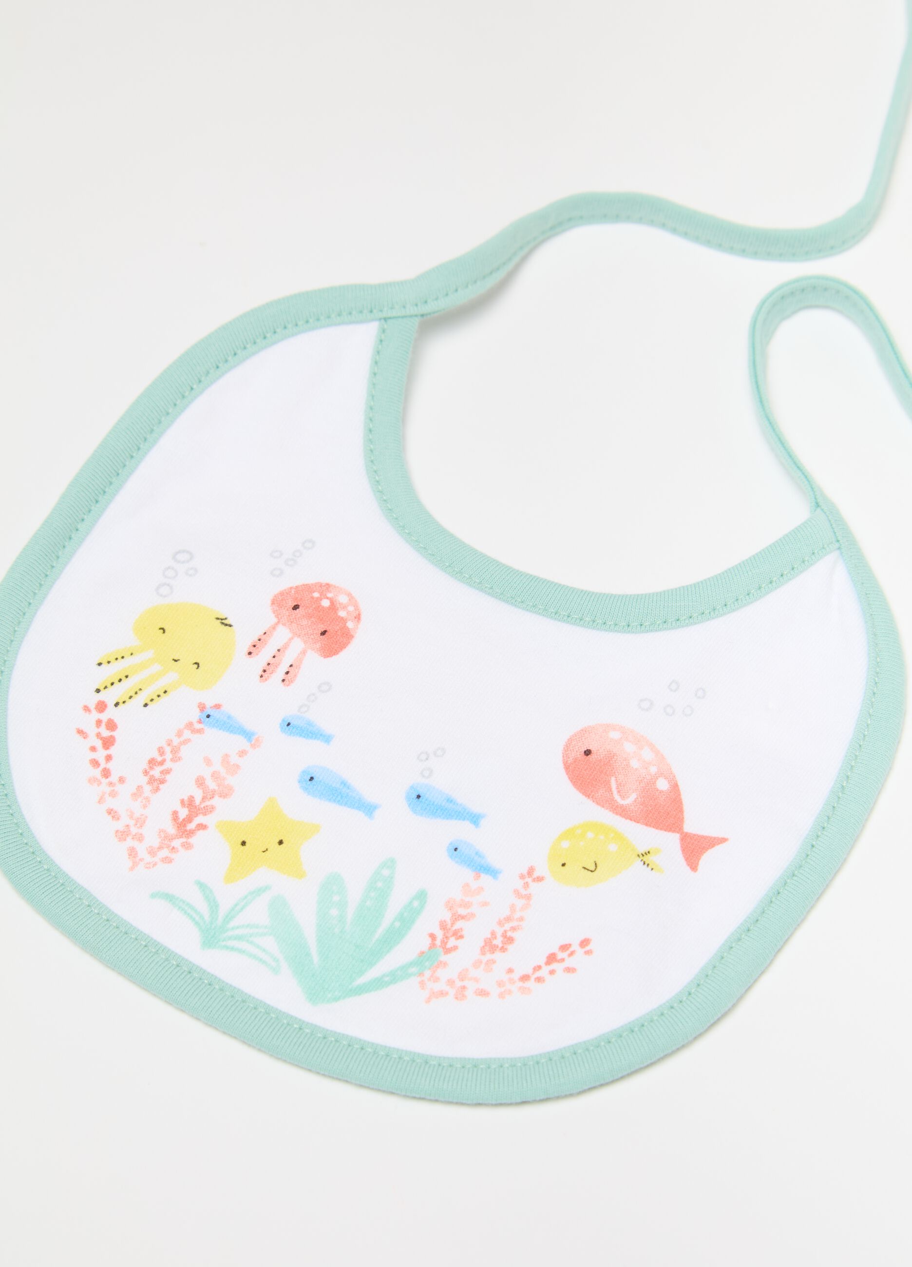 Two-pack bibs in organic cotton with sea motif