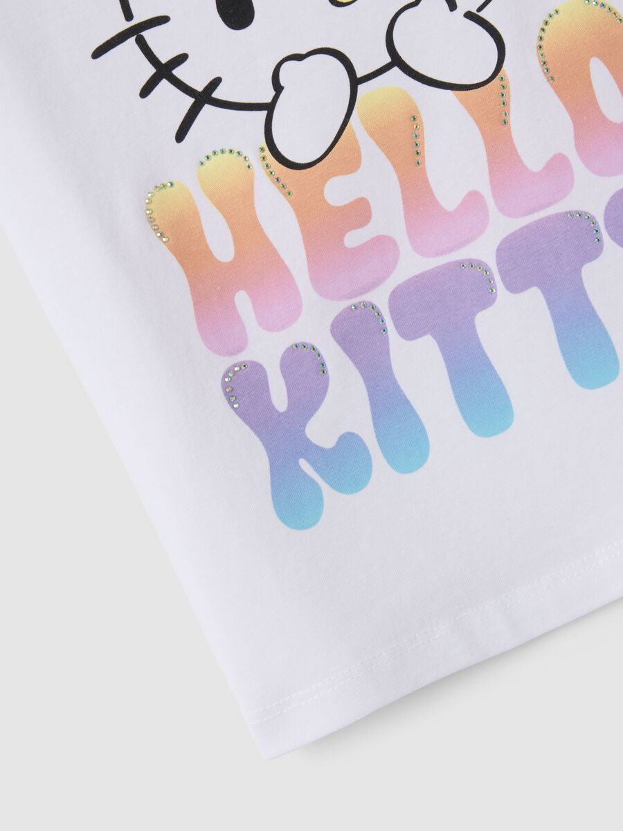 T-shirt in cotone elasticizzato bianca da bambina con Hello Kitty_2