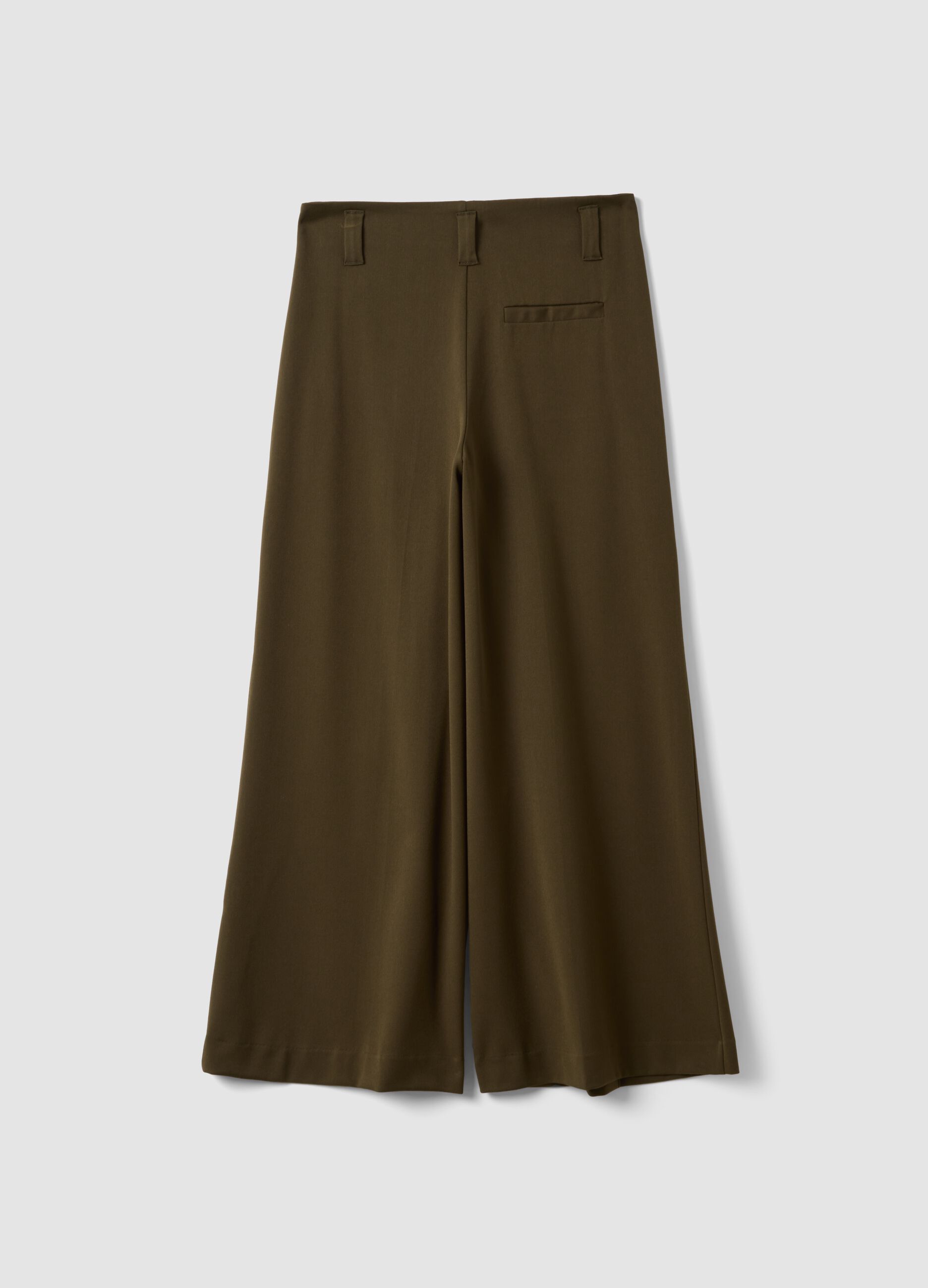 Green wide-leg stretch viscose chino trousers