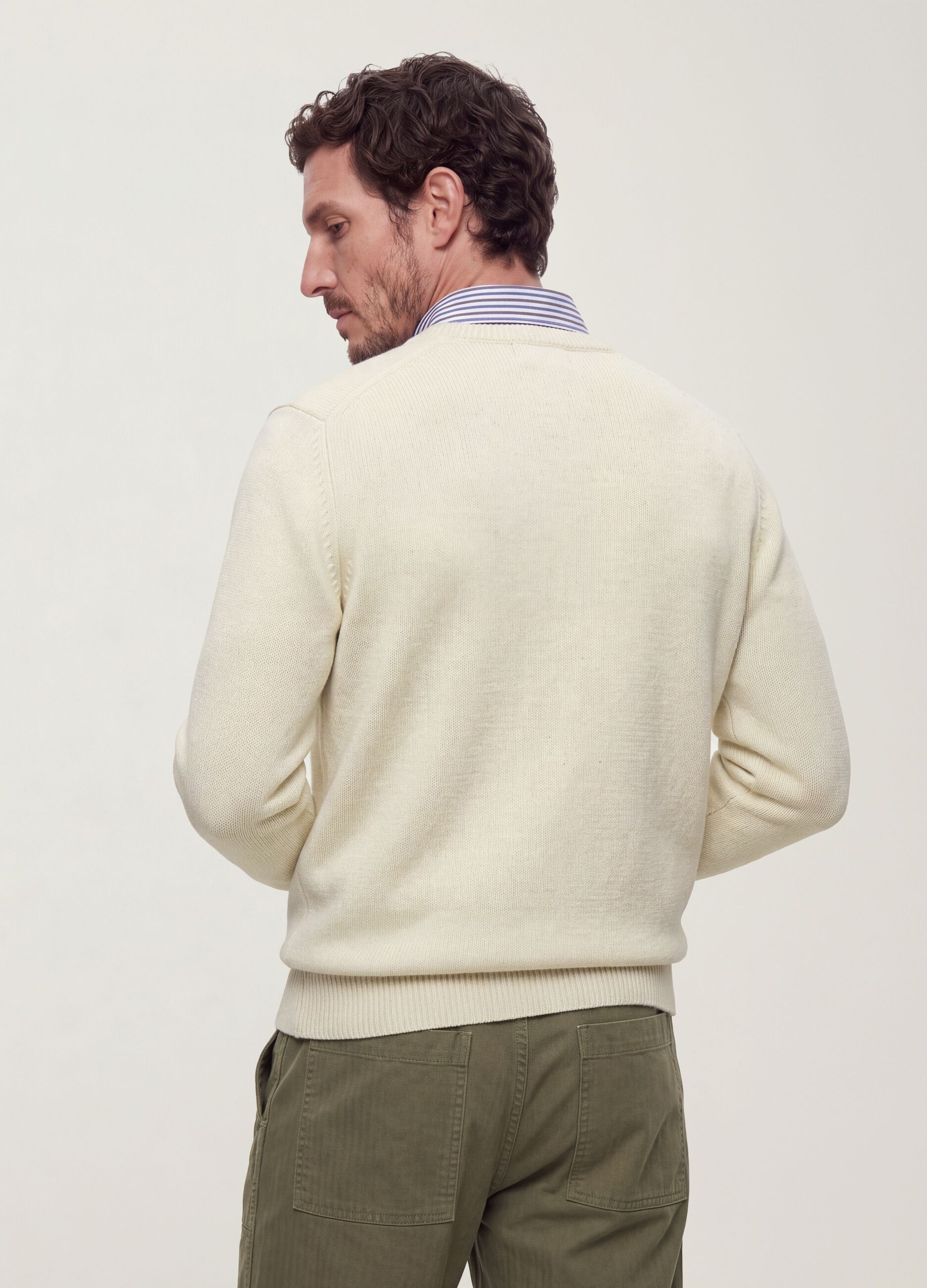 Maglia bianca girocollo in jersey knit regular fit