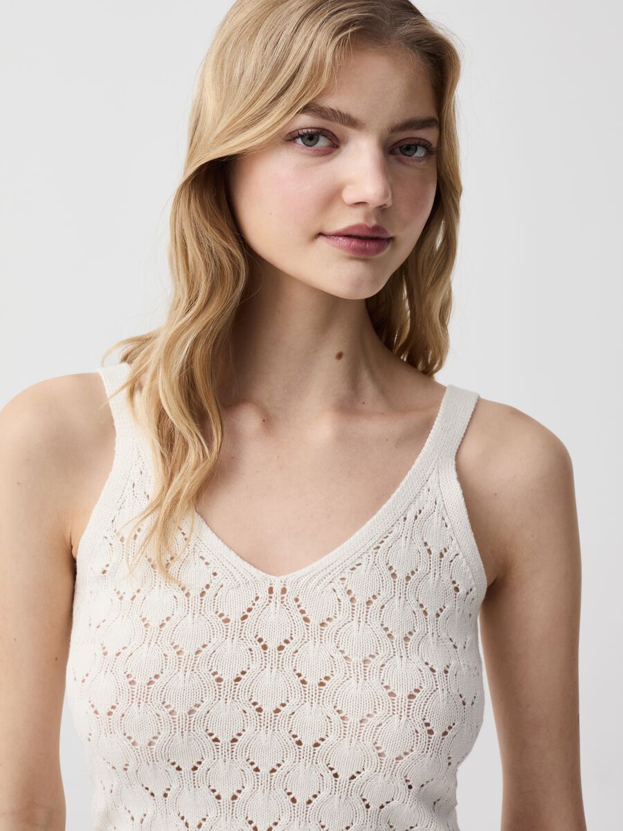 Tank top in crocheted cotton_1