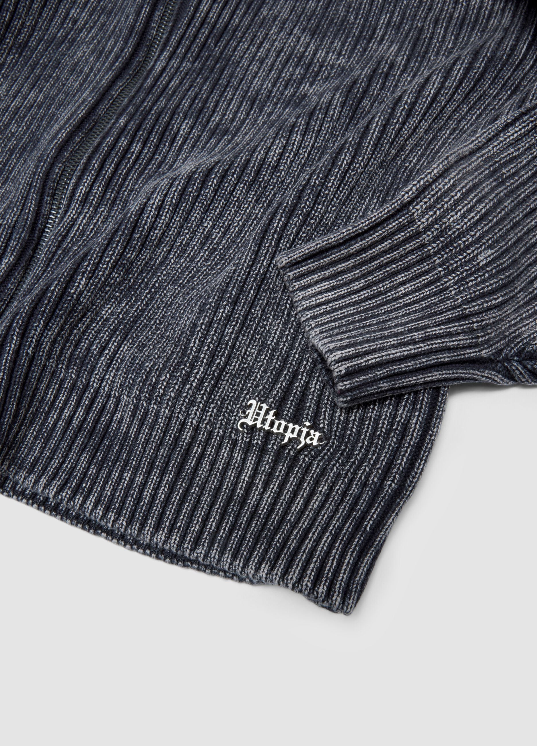 Vintage Grey Rippstrick-Hoodie