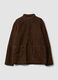 Brown padded genuine leather shacket with high collar, regular fit_0