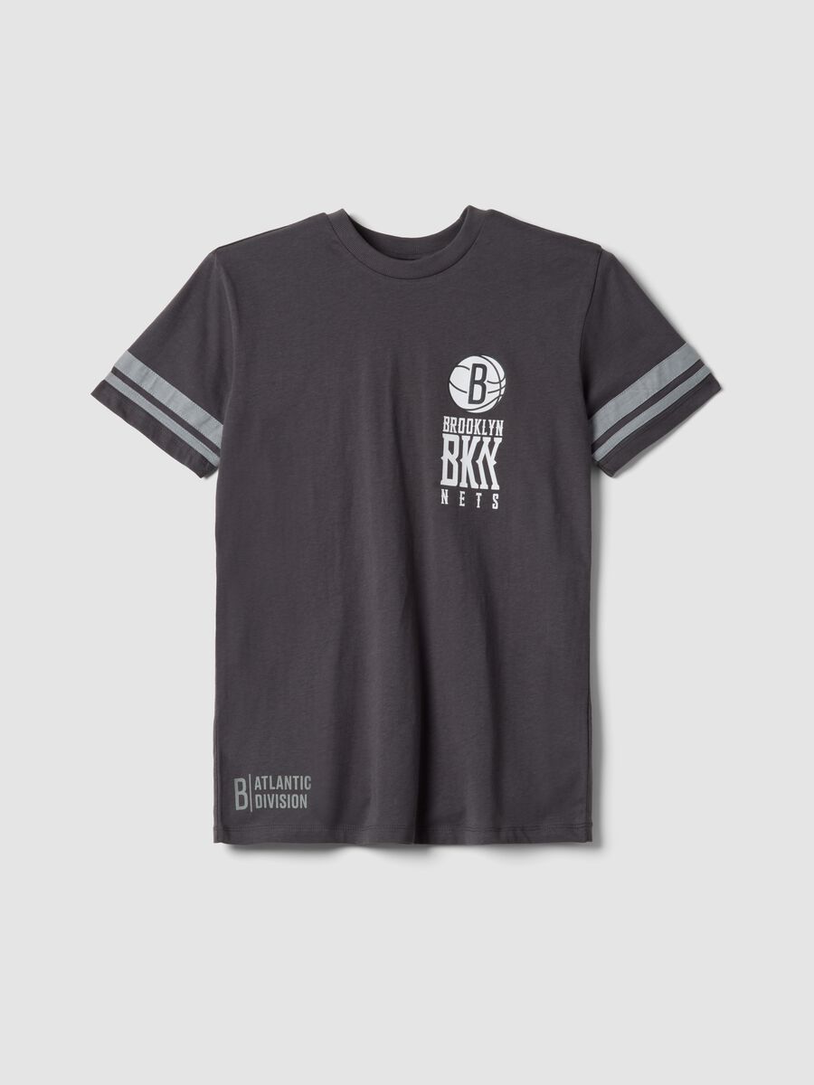 T-shirt in puro cotone grigia da ragazzo relaxed fit Brooklyn Nets_0