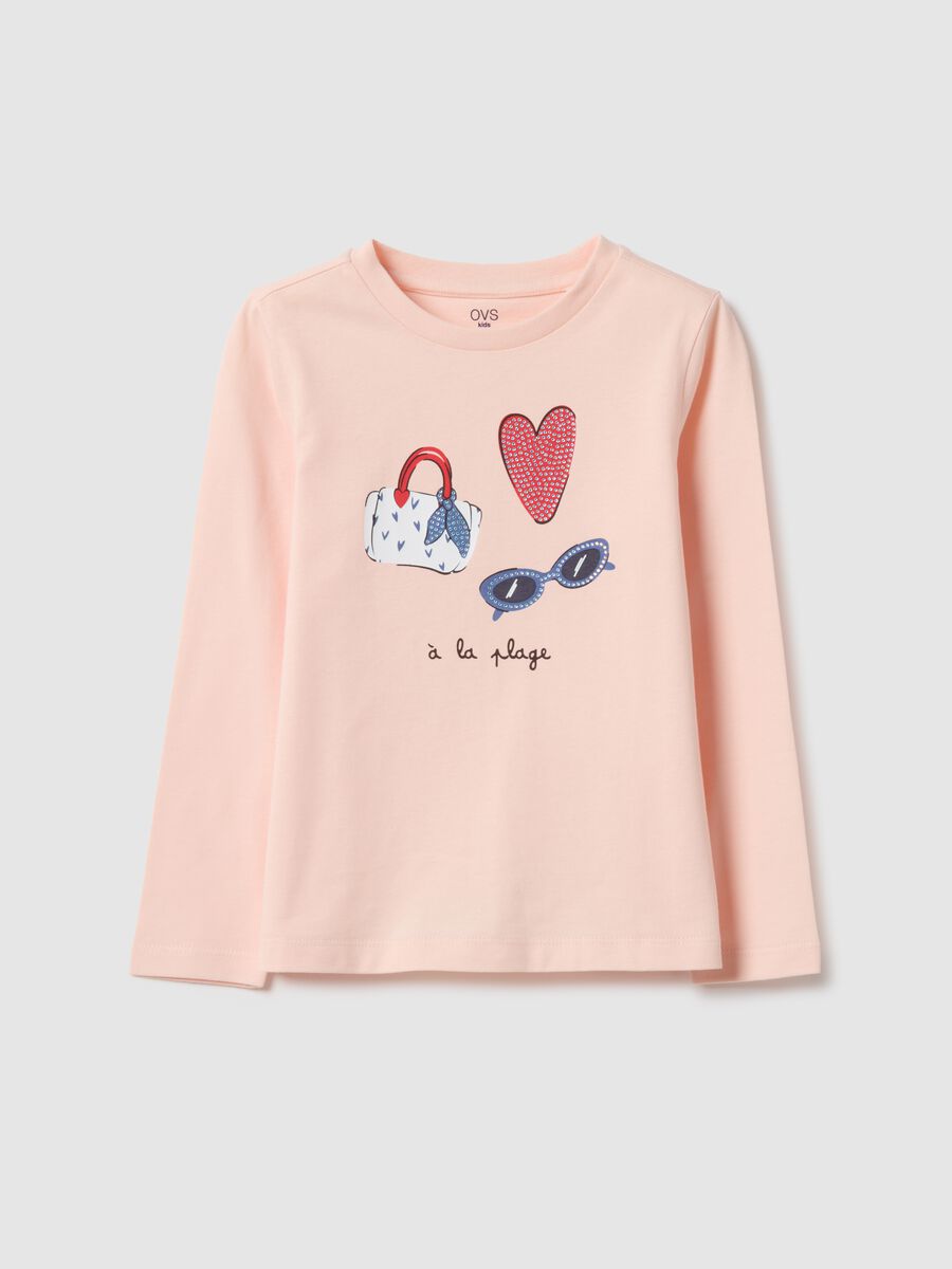 Pink pure cotton T-shirt for girls with regular fit_0