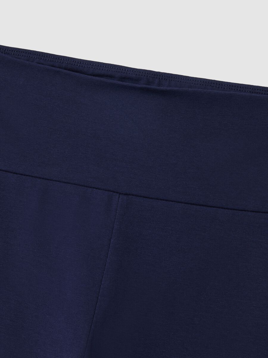 Blue Stretch Cotton Flare Fit Leggings_5