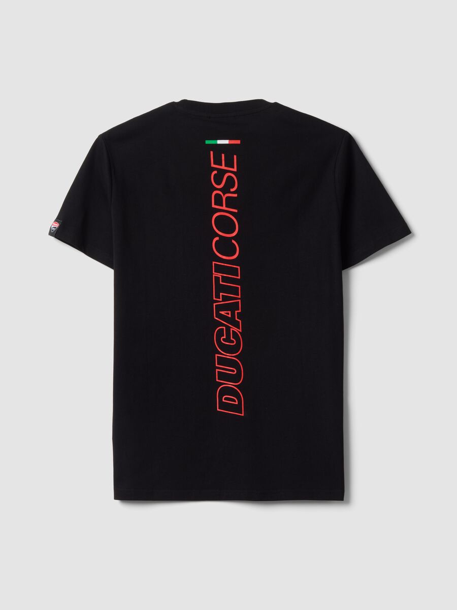 Black pure cotton T-shirt with Ducati print, regular fit_2
