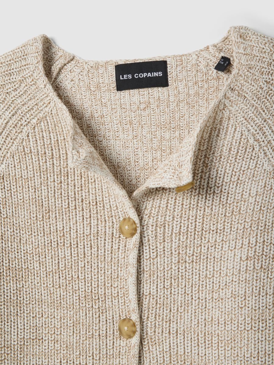 Cardigan beige in puro cotone_5