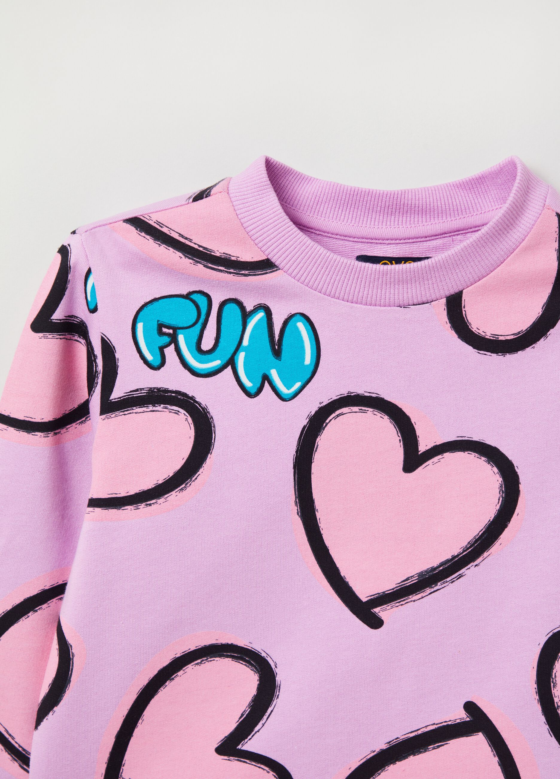 OVS KIDS Girl's Blue/Pink Cotton jogging set with print | OVS