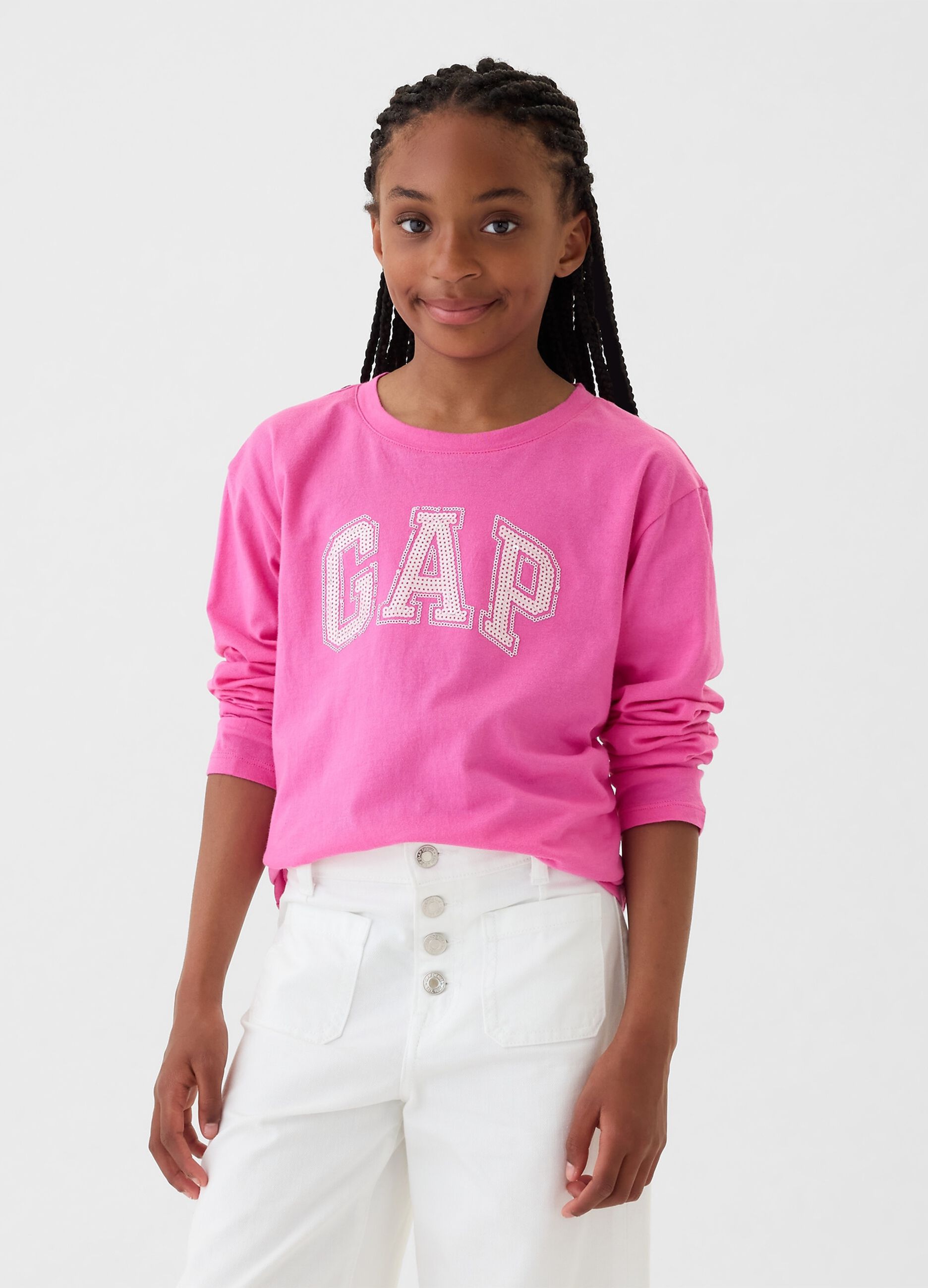 T-shirt with logo in micro sequins