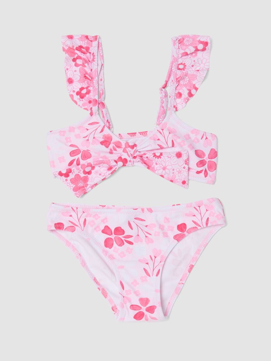 Pink floral-print stretch bikini_0