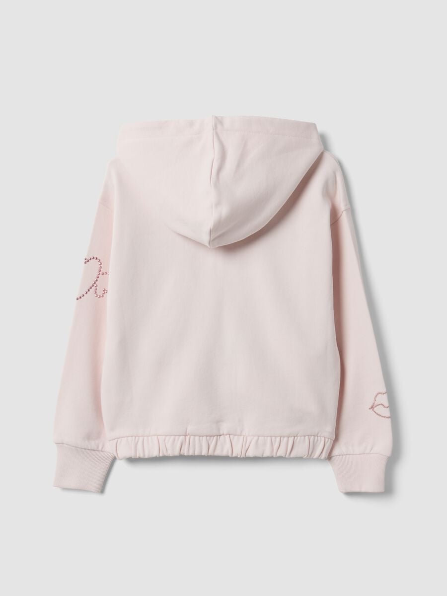 Felpa rosa crop in puro cotone con cappuccio per bambina_1