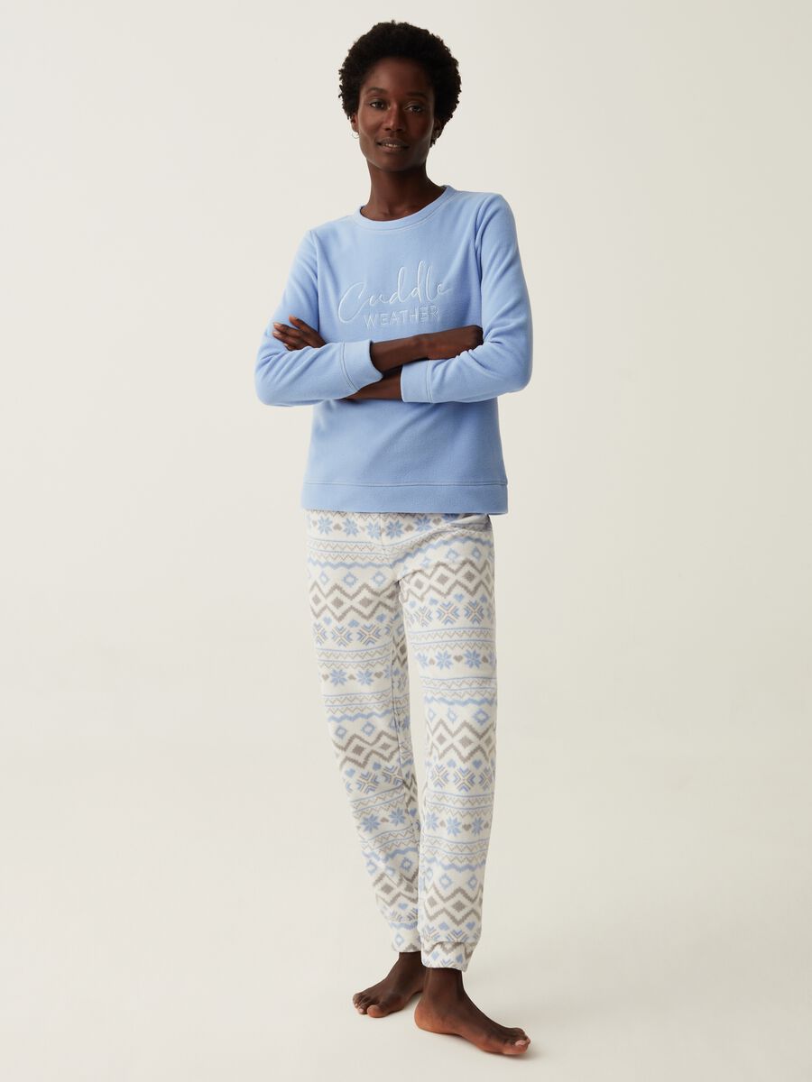 Long fleece pyjamas with Norwegian motif_0
