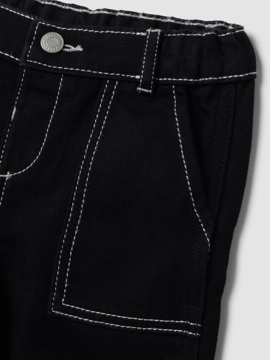 Black carpenter trousers in cotton-viscose blend, comfort fit, for baby boy_2