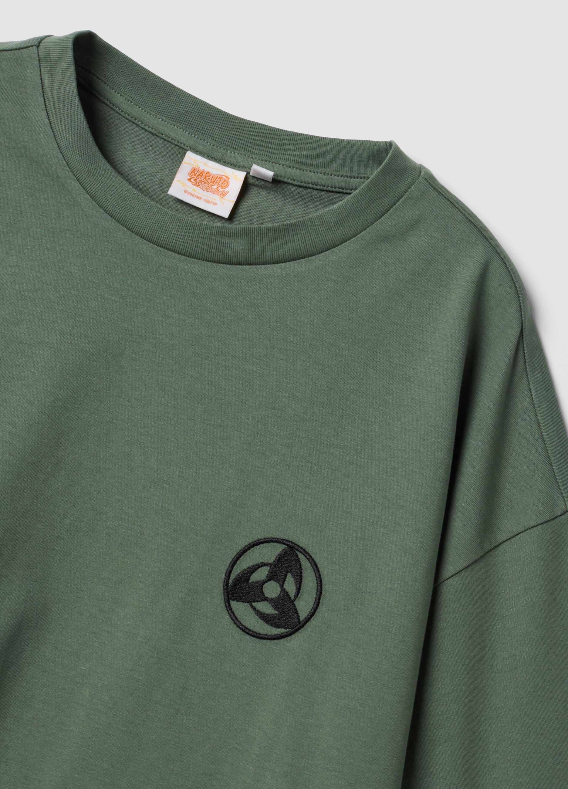 T-shirt verde em algod&atilde;o puro com estampado Naruto