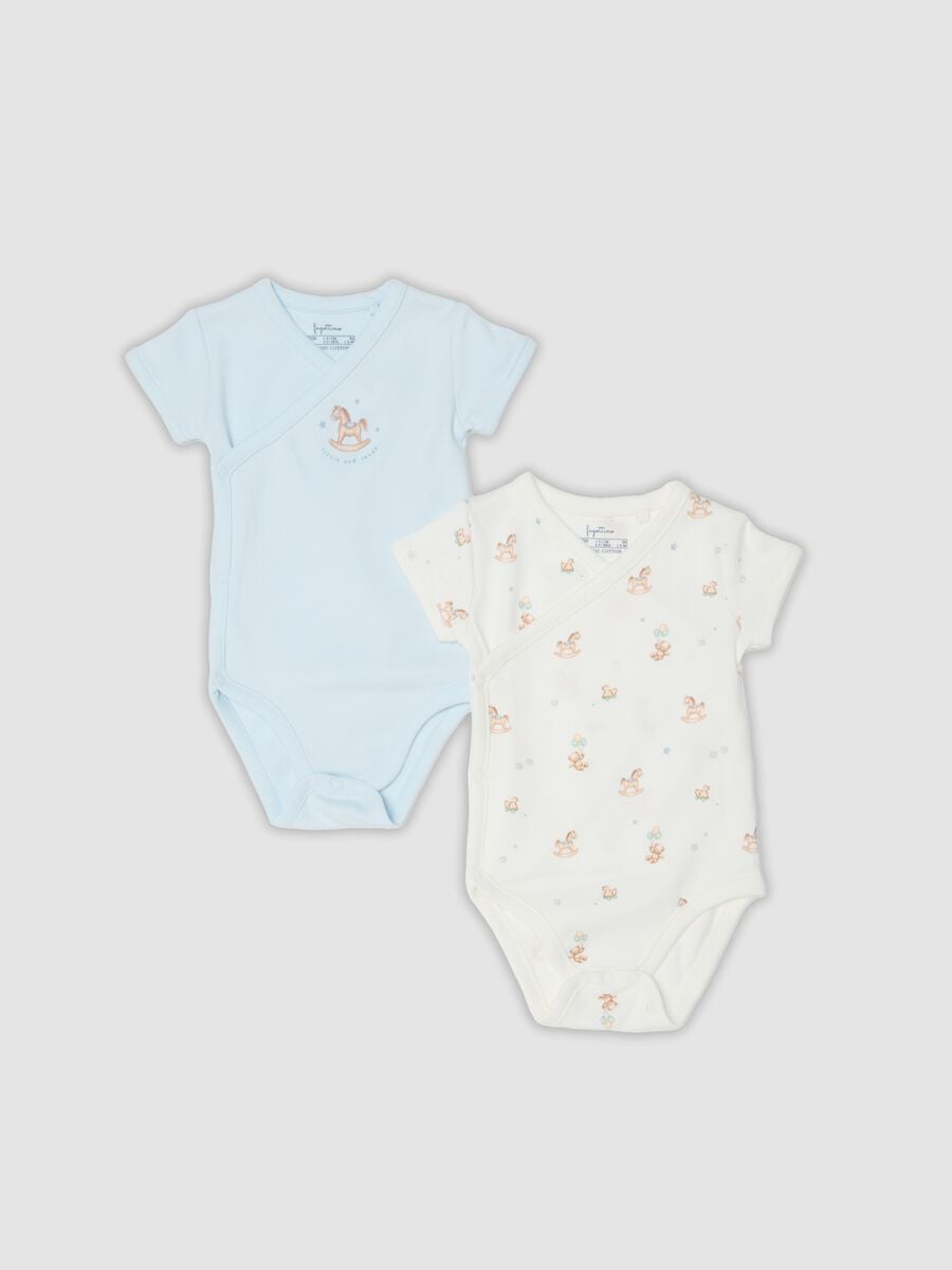 Bipack di body multicolor in puro cotone organico con stampa per neonato_0