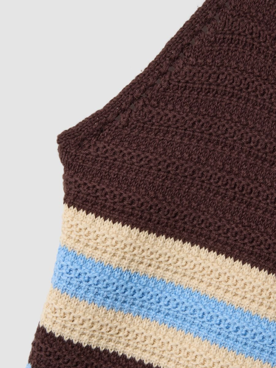 Multicolour striped pure cotton fitted knitted top_5