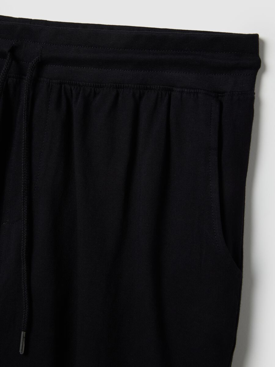 Black pure cotton regular fit pyjama shorts_5