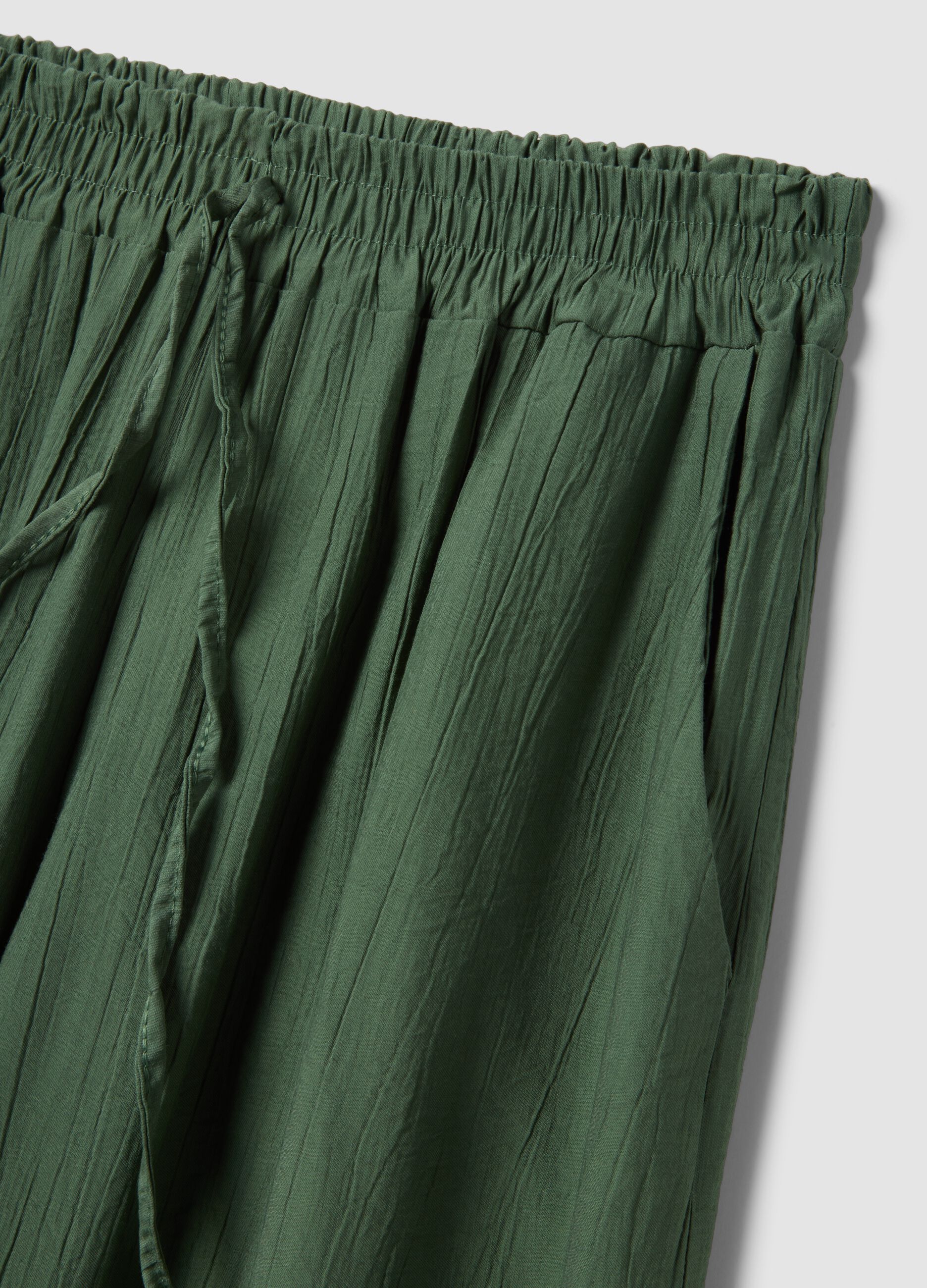 Green viscose-blend palazzo trousers