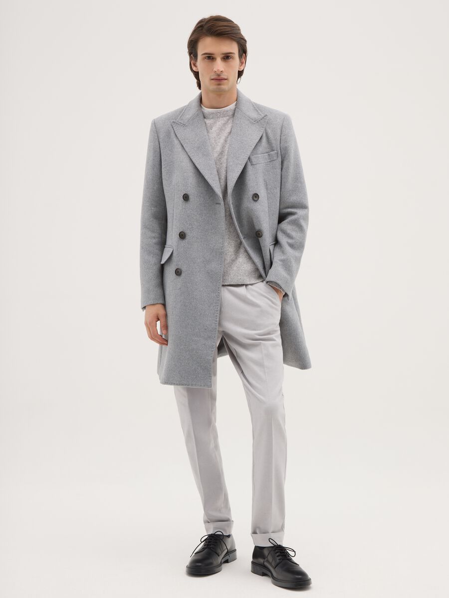 Grey double-breasted regular fit coat_1