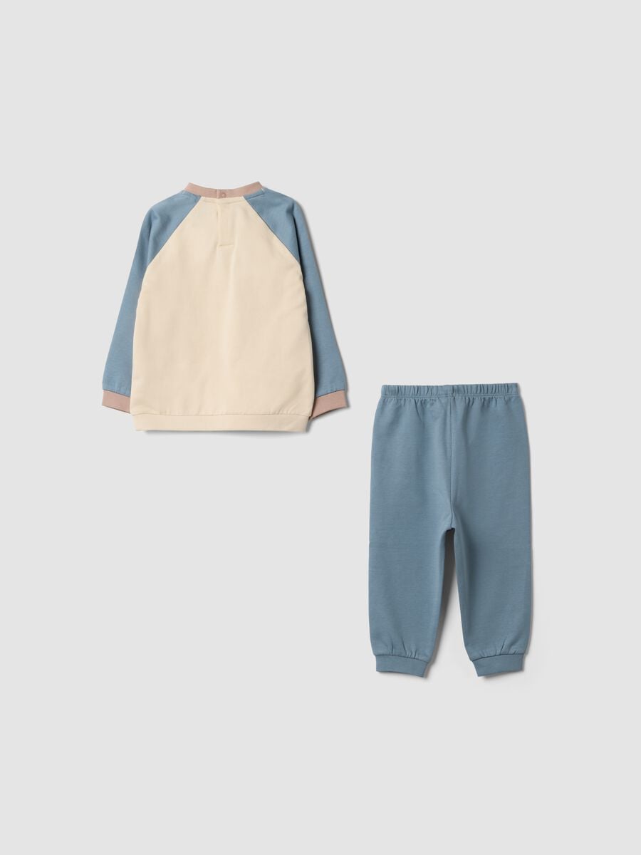 Pigiama azzurro girocollo in puro cotone organico_1