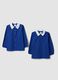 2-pack of blue school aprons with zip and white collar for boys_0