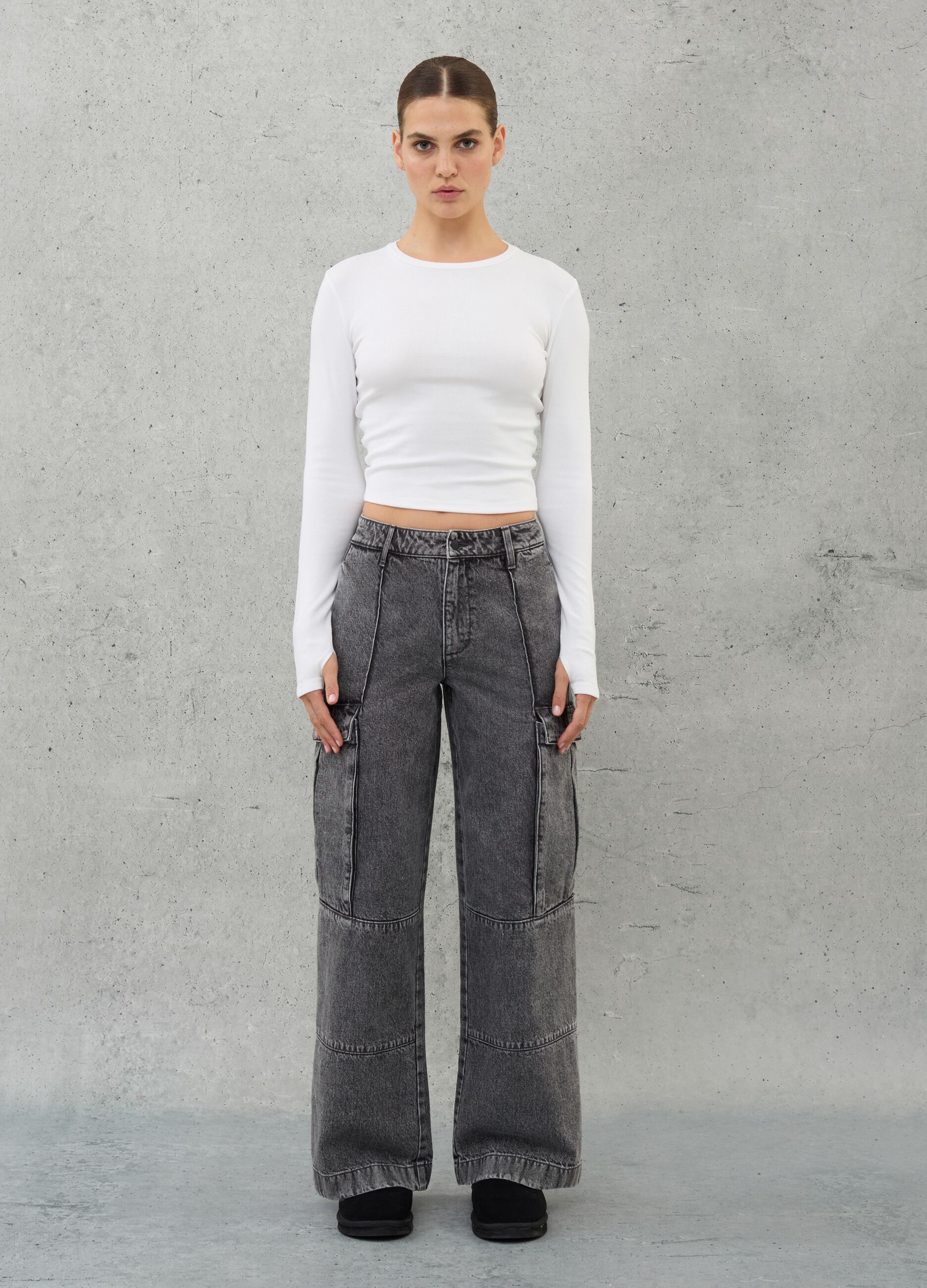 Crop Long-sleeved T-shirt White