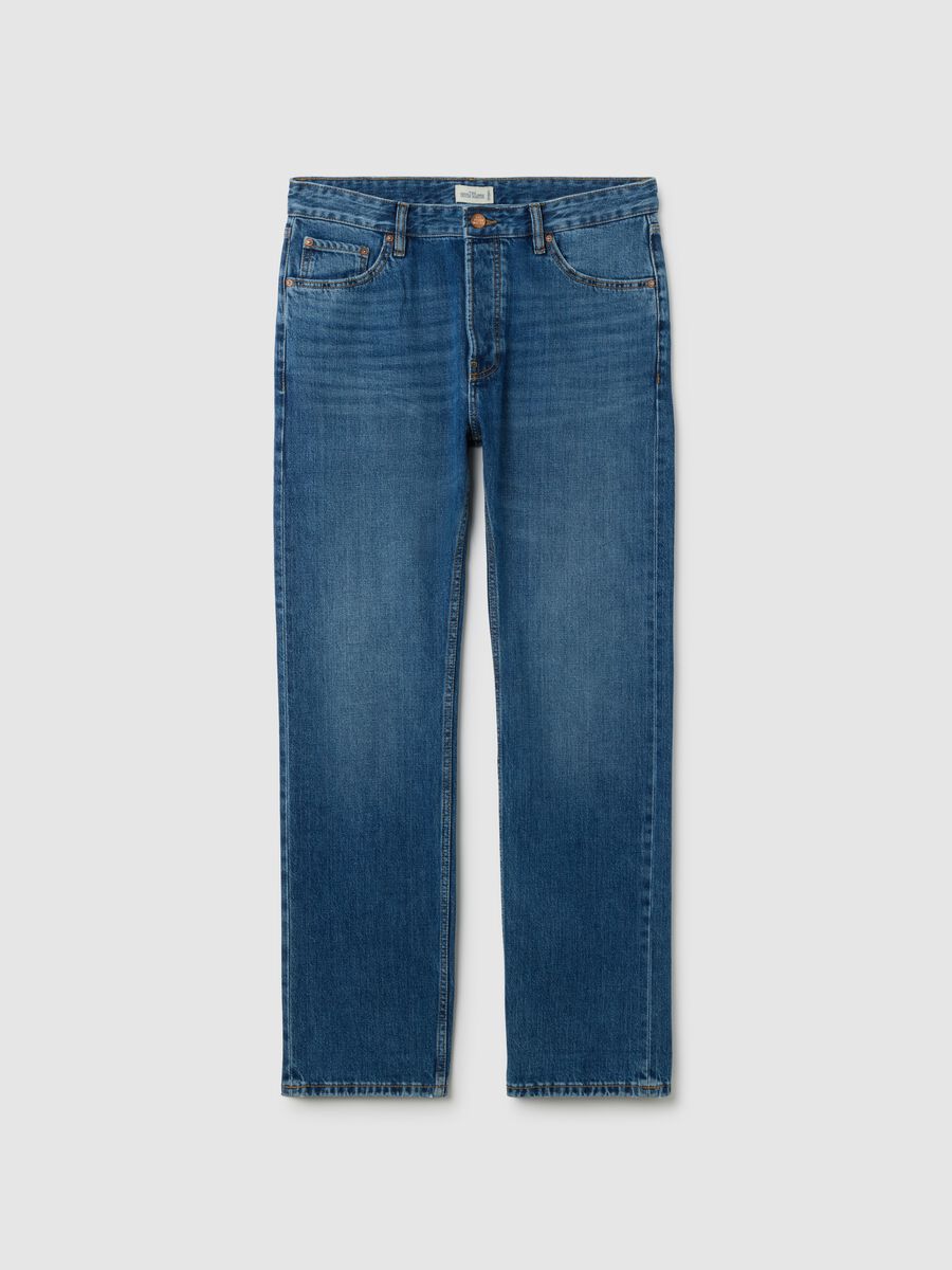 Straight fit blue jeans in pure cotton_5
