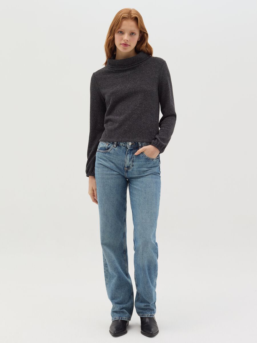 Two-tone top in lurex with cowl neck_1