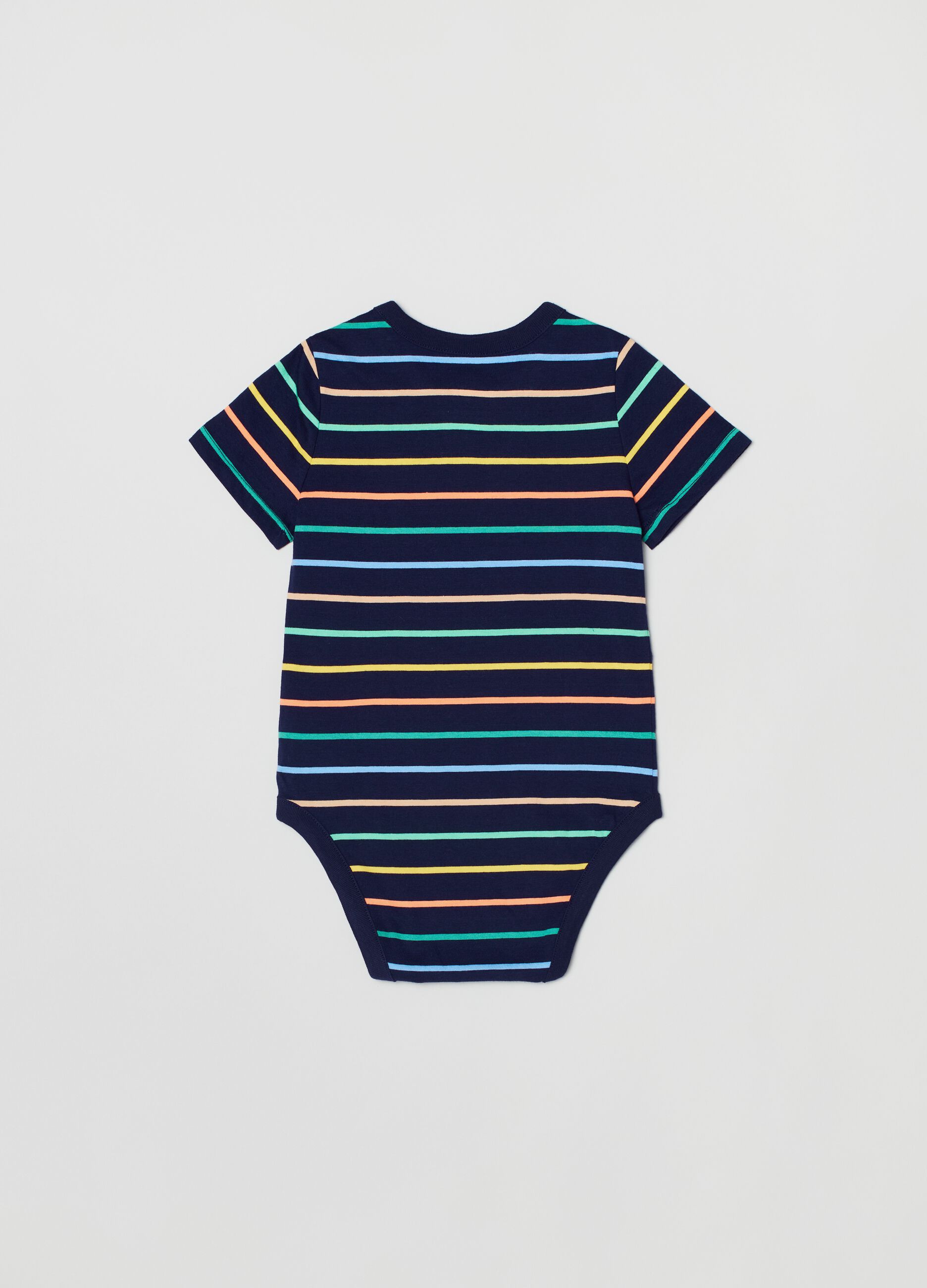Cotton bodysuit with striped pattern