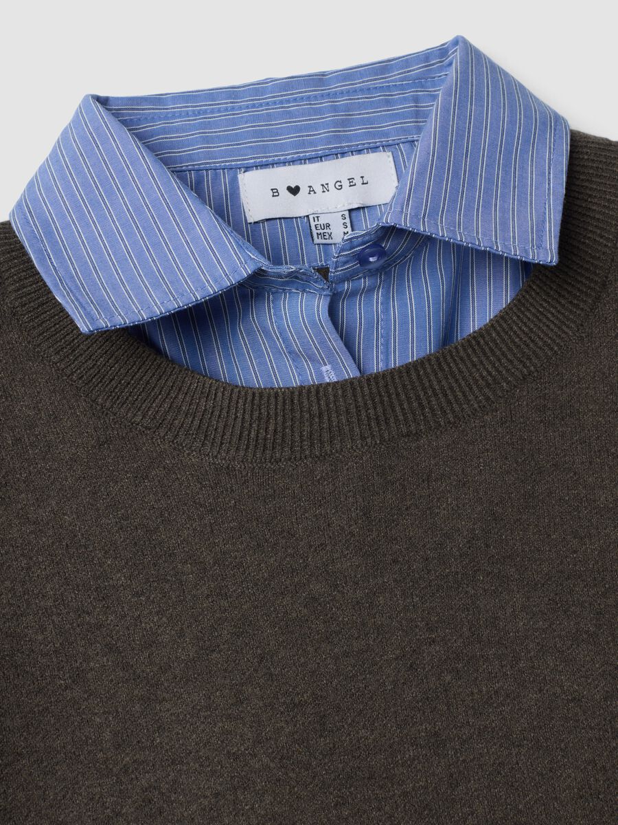 Brown double-layer regular-fit jumper in viscose and wool blend_1