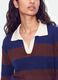 Blauer, gestreifter Pullover aus Viskosemix mit Polokragen, Regular Fit_3