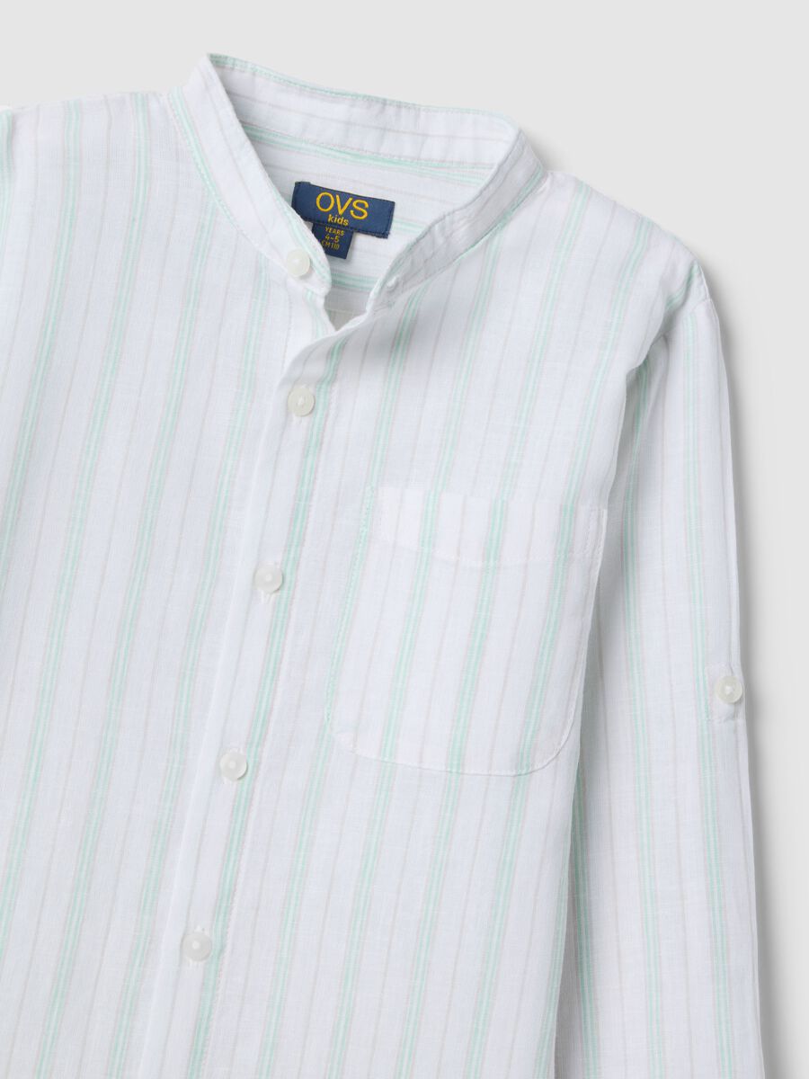 Children's regular fit multicoloured striped linen blend shirt_2
