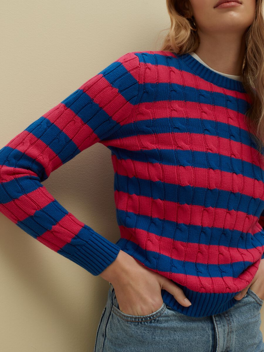 Striped pullover with ribbed design_2